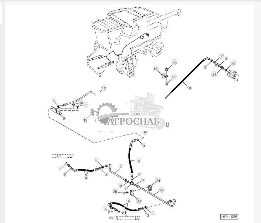 Header Lift Hydraulic Lines And Hoses (Sidehill) 9550SH (695701 